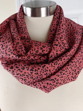 Orange Animal Print Infinity Scarf, Lightweight Chiffon Shawl